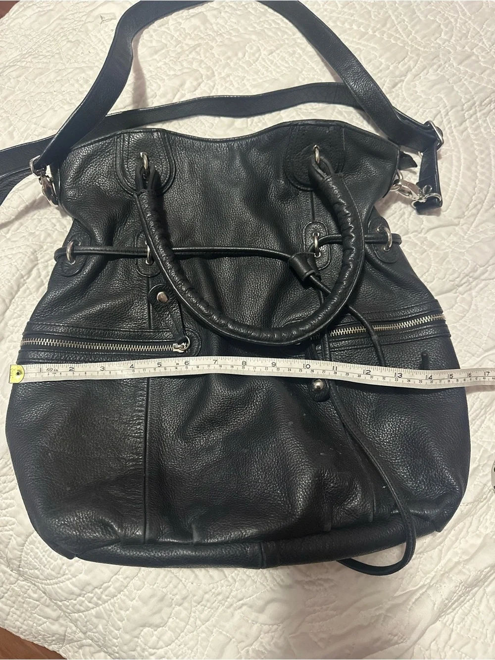 Hype Black leather bucket purse